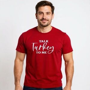 Talk Turkey To Me Thanksgiving Graphic Tee Men’s Large Red Funny Shirt